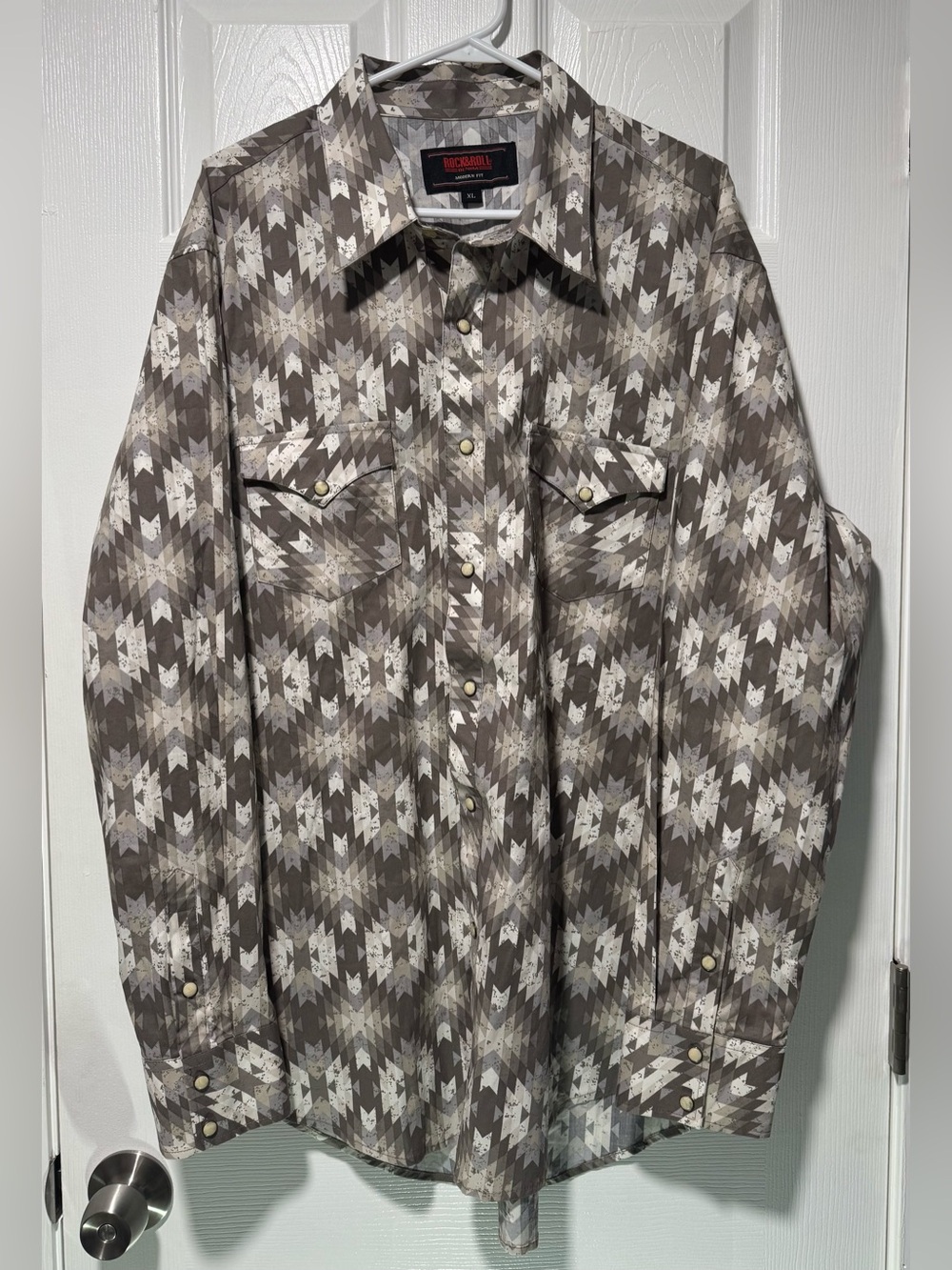 Rock & Roll Denim Western Pearl Snap Shirt Mens XL